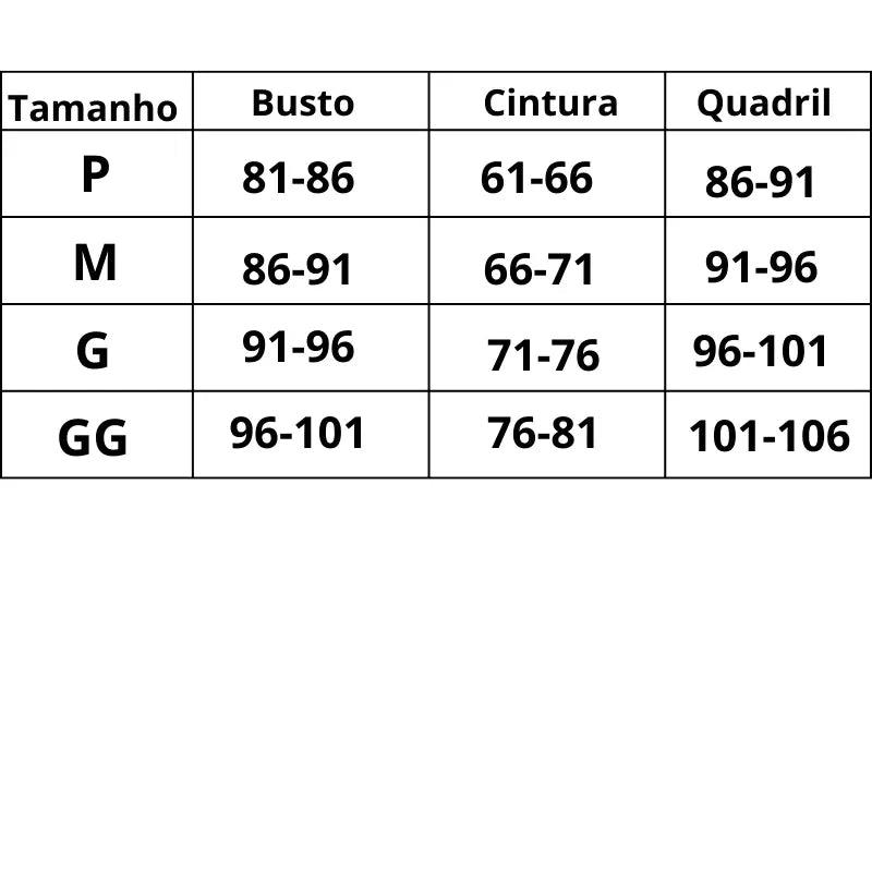 Tabela de Medidas Biquiní Summer Chic do P ao GG