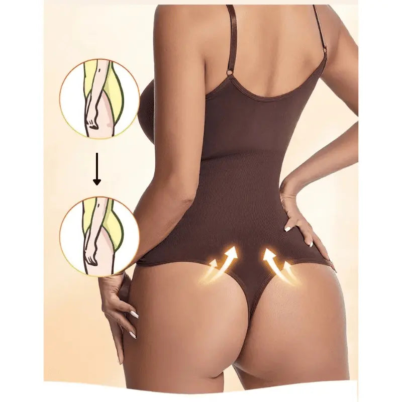 Body modelador marrom feminino com efeito push-up - roupa íntima modeladora