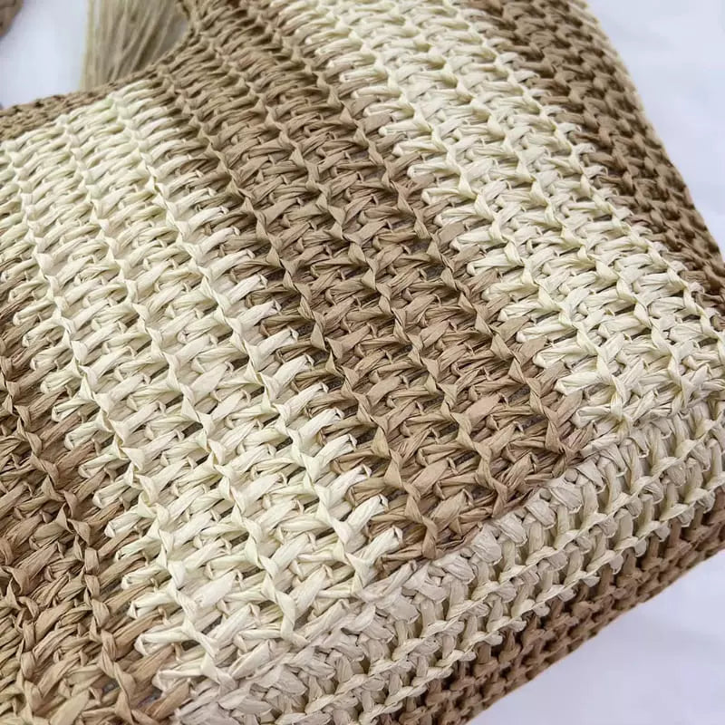 Textura trançada de palha natural artesanal - detalhe trama bolsa fibra sustentável