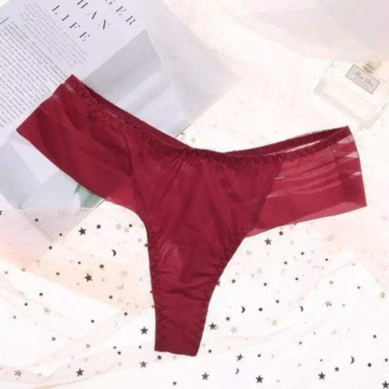 Calcinha vermelha com listras transparentes - lingerie feminina sexy