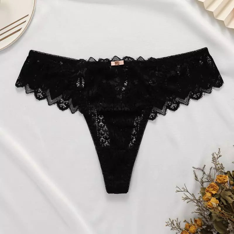 Calcinha renda preta laço rosa - lingerie feminina sensual moda íntima premium