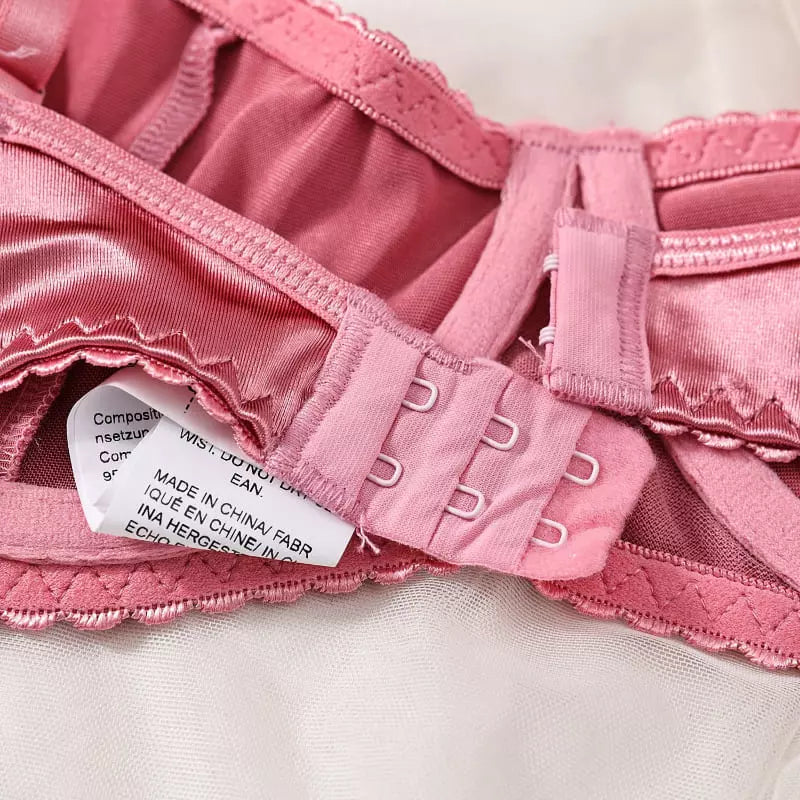 Sutiã rosa com alças ajustáveis e fechamento múltiplo, lingerie feminina confortável