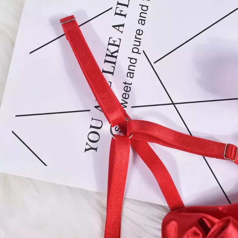 Harness body vermelho com tiras ajustáveis - acessório lingerie sensual