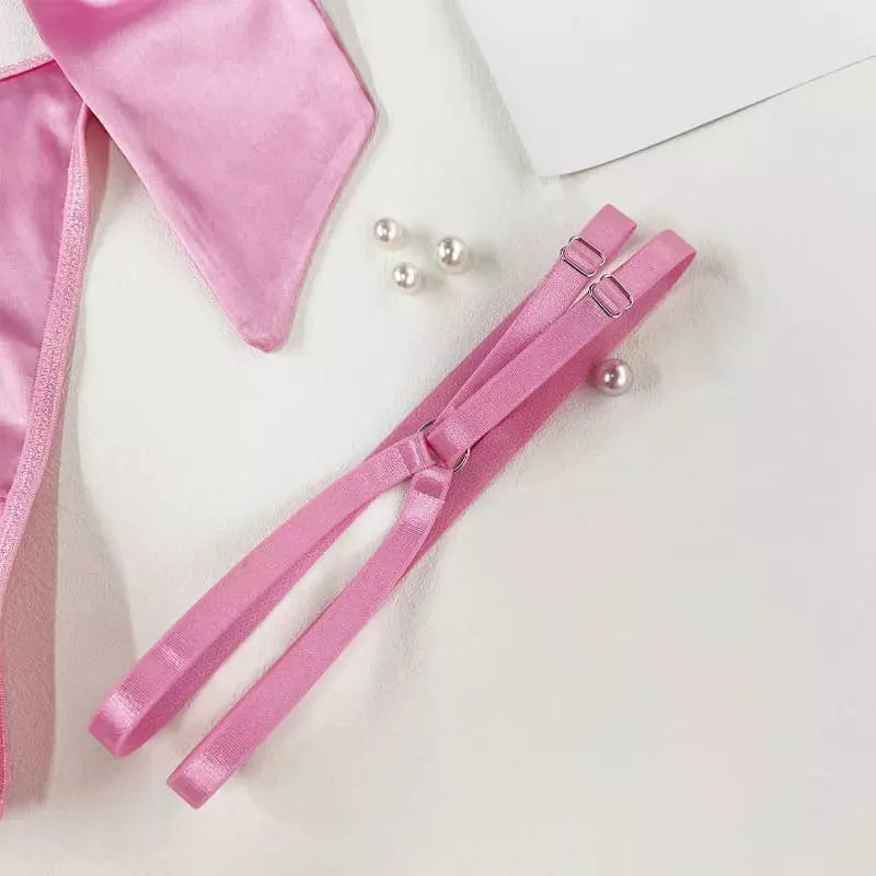 Cinta liga rosa com tiras ajustáveis - acessório lingerie feminina sensual