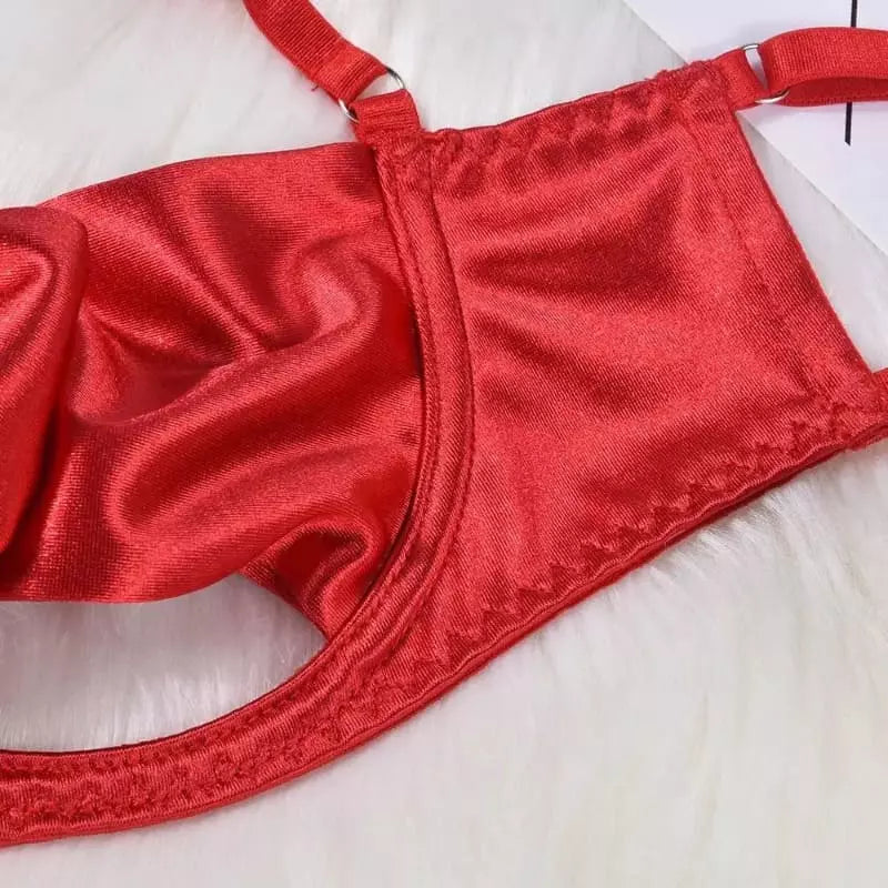 Sutiã vermelho cetim com bojo - lingerie feminina sensual vermelha