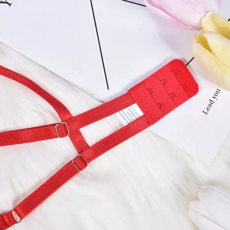 Sutiã vermelho com fecho múltiplo e alças ajustáveis - lingerie feminina