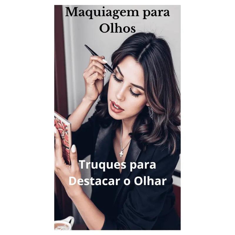 Mulher elegante aplicando delineador, tutorial de maquiagem para realçar o olhar com técnicas profissionais