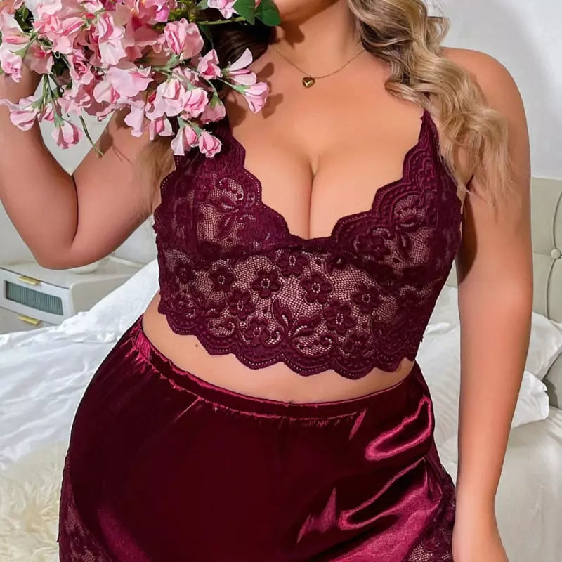Bralette renda burgundy floral plus size sutiã sem bojo lingerie feminina sensual