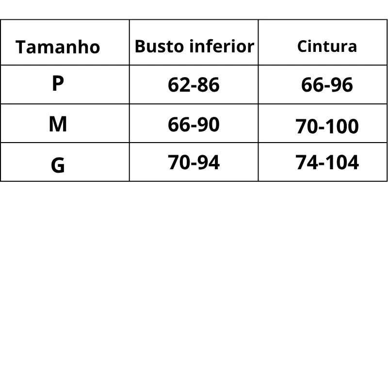 Tabela de Medidas Tabela de Medidas Lingerie Código Secreto do P ao G