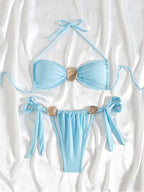 conjunto de biquíni, conjunto biquínis, Conjunto biquíni, biquínis femininos, biquínis chiques, biquíni azul, biquini elegante, biquini azul claro