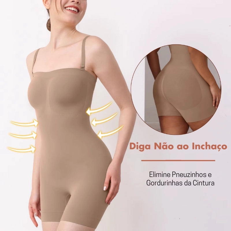 Body modelador alta compressão que reduz inchaço e elimina gordurinhas da cintura