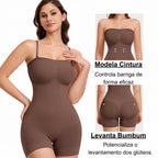 Body modelador feminino marrom com detalhes de modelagem de cintura e bumbum