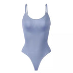 Body azul canelado com alças reguláveis - roupa íntima feminina básica