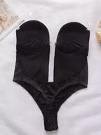 Body preto tomara que caia com bojo e alças removíveis - lingerie feminina