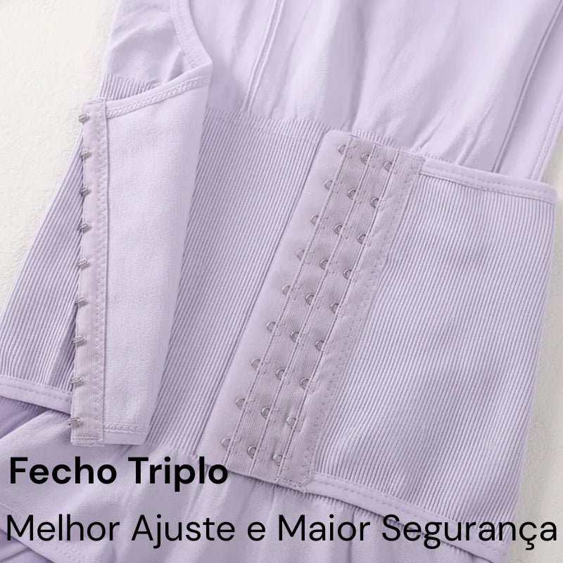 Modelador de corpo com fecho triplo ajustável para melhor compressão
