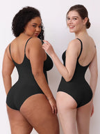 Body modelador feminino preto costas, modelos plus size e slim com alças finas