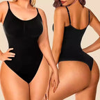 Body preto feminino com alças ajustáveis - lingerie modeladora frente e verso