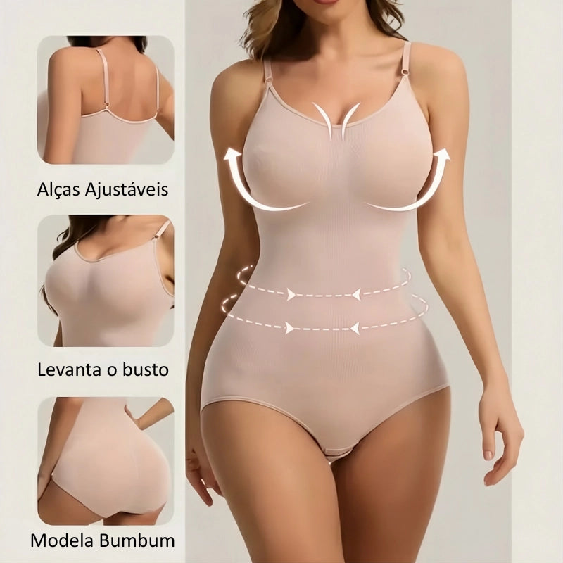 Modelador feminino com alças ajustáveis e compressão na cintura
