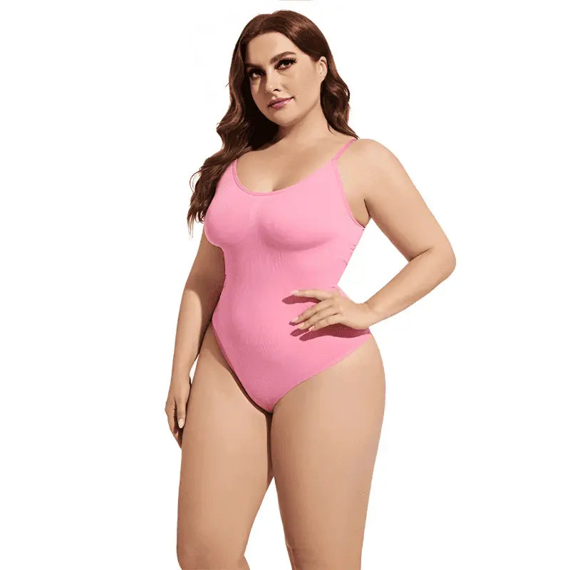 Body modelador rosa plus size feminino com alças finas 
