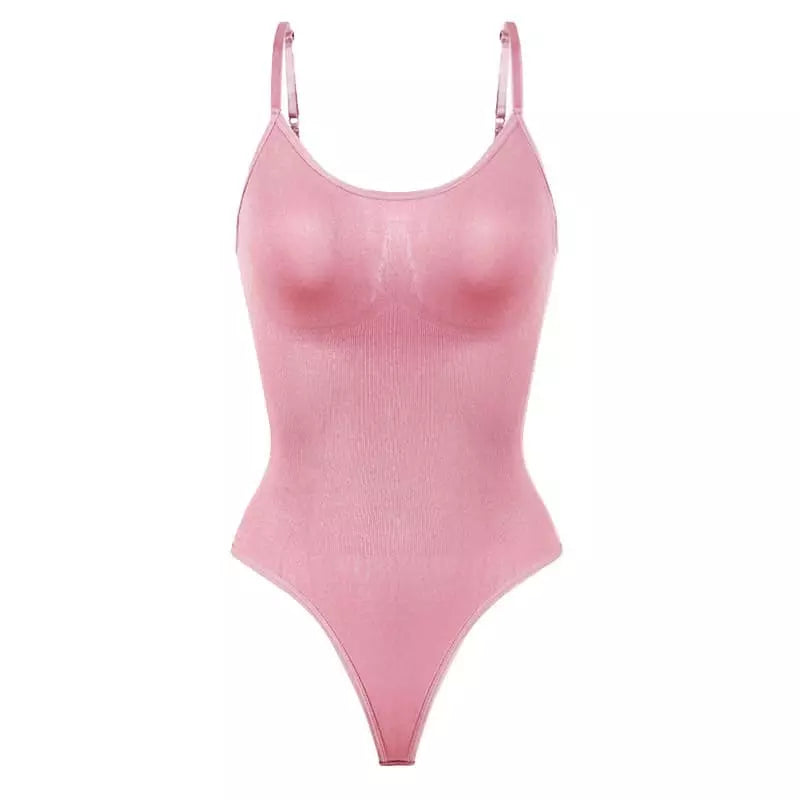 Body rosa canelado com alças reguláveis - roupa íntima feminina básica