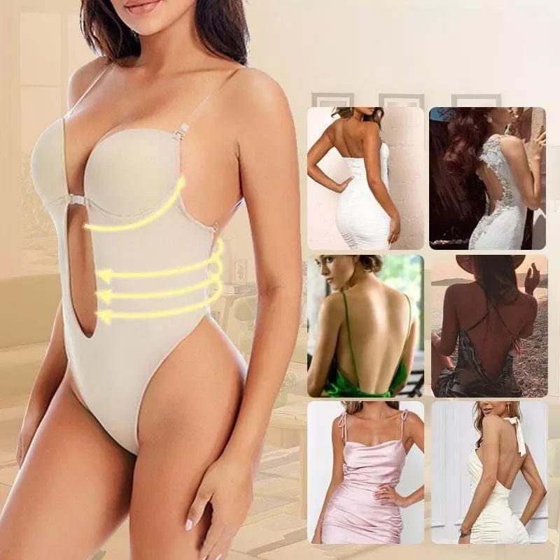 Body modelador bege com recortes e alças ajustáveis - lingerie feminina