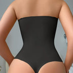 Imagem de um corpo feminino vestido em um body modelador preto.
