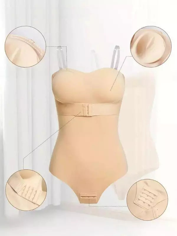 Body preto feminino com alças ajustáveis - lingerie modeladora frente e verso