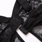  Fecho Sutiã preto com renda floral, fecho ajustável e alças reguláveis feminino