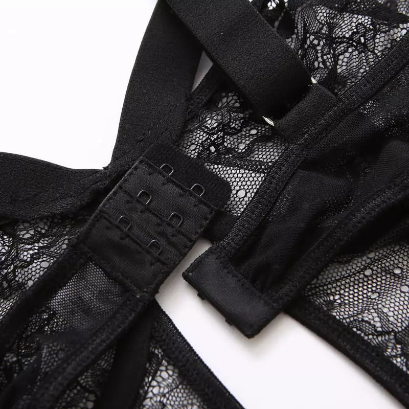  Fecho Sutiã preto com renda floral, fecho ajustável e alças reguláveis feminino
