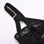 Sutiã preto com renda floral e tiras laterais ajustáveis sensual