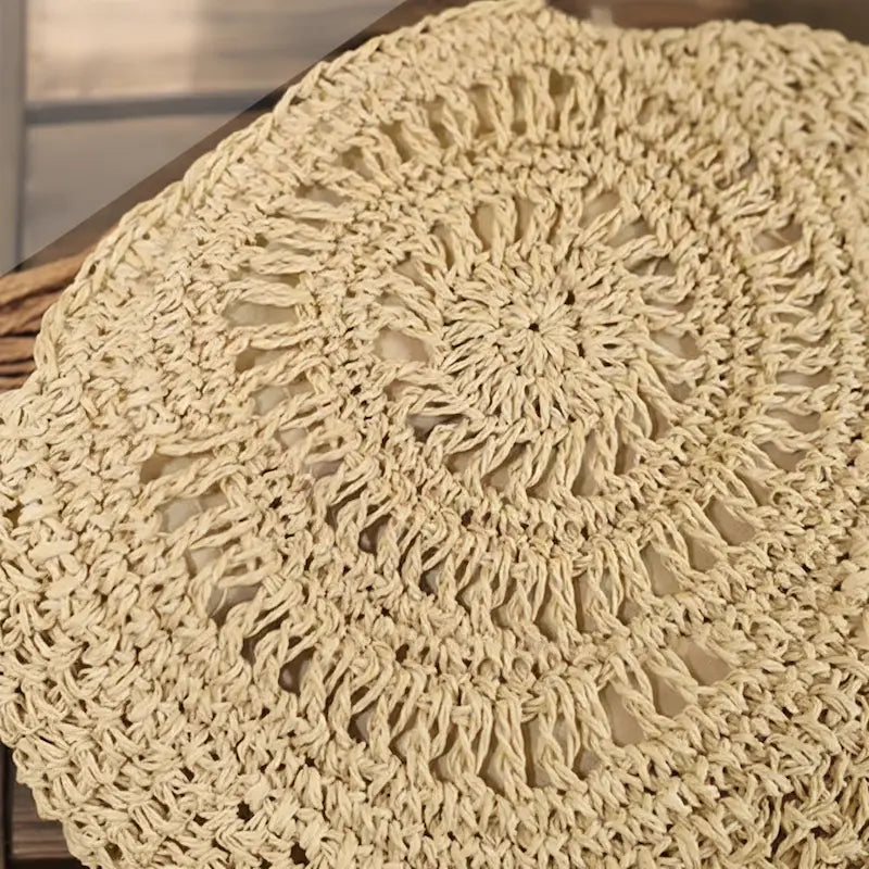 Bolsa de croche de praia com textura artesanal em palha natural