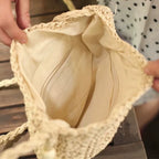 Bolsa de praia crochê com forro e bolso interno com zíper