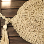 Bolsa de praia crochê com detalhe boho e tassel decorativo