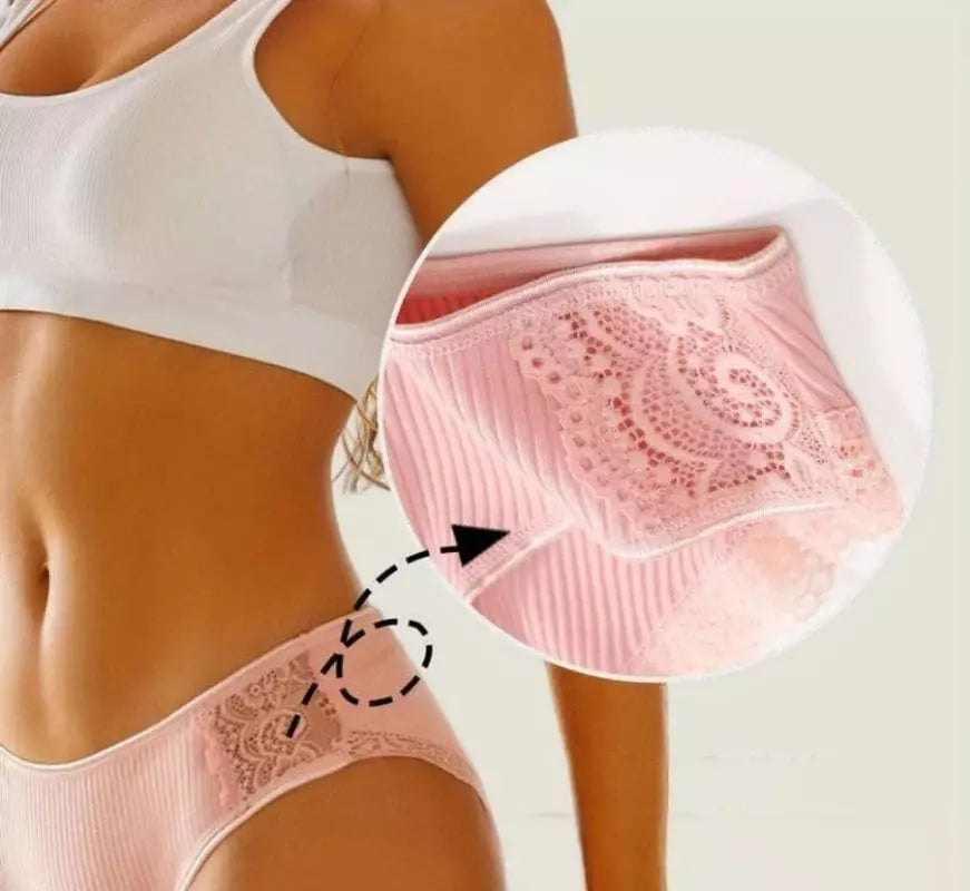 Calcinha feminina rosa com renda detalhada - lingerie confortável moda íntima