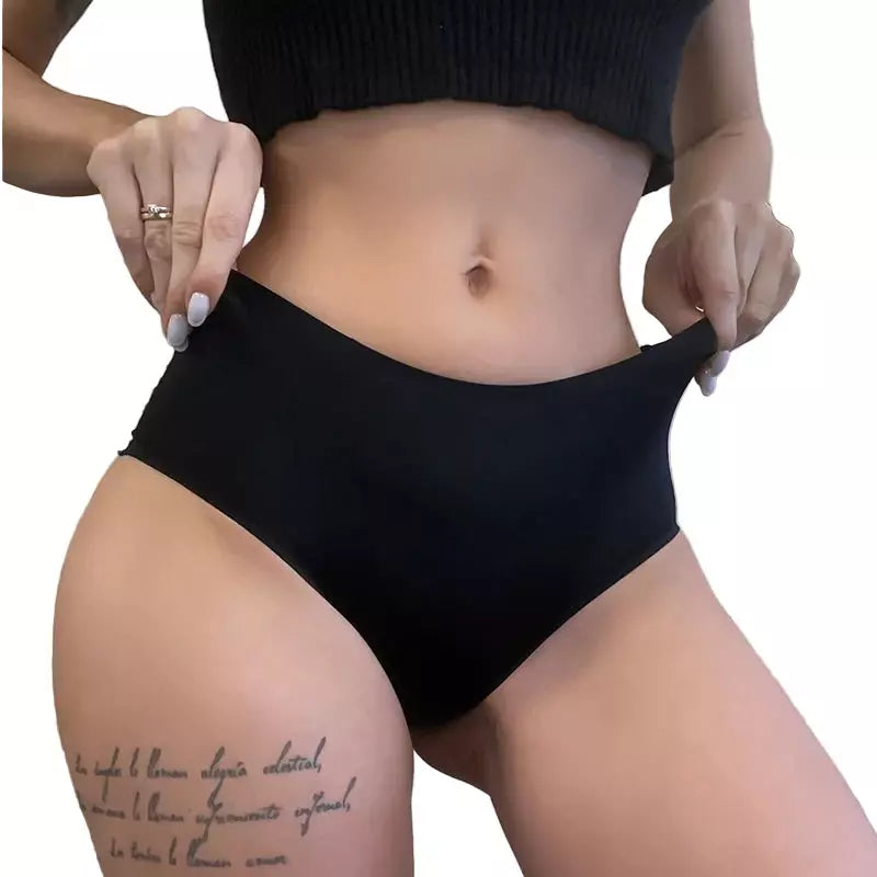 Calcinha preta feminina cintura alta modelo conforto.