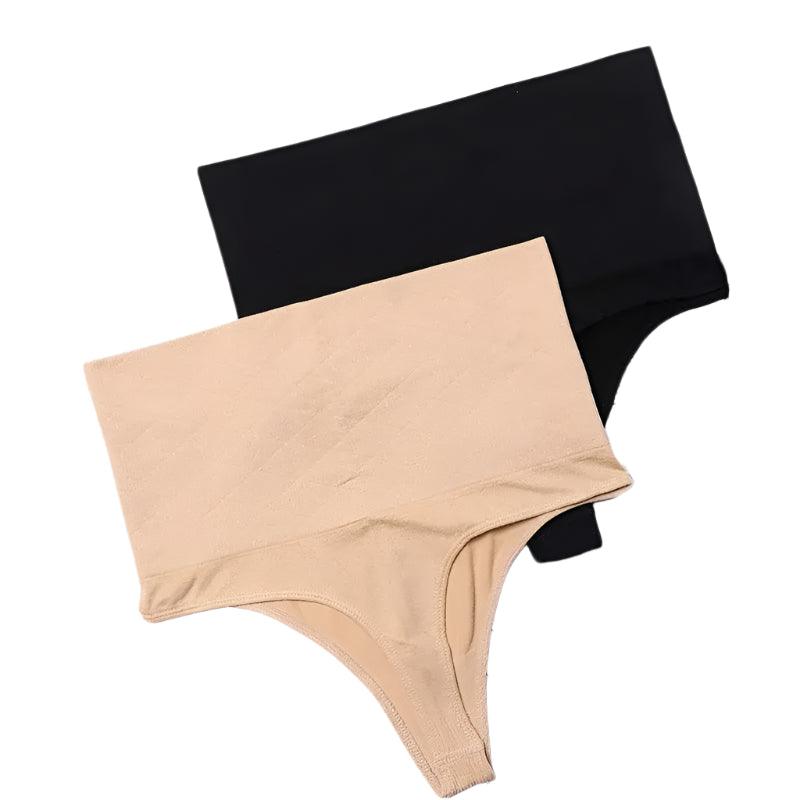 Calcinha modeladora cintura alta bege e preta - lingerie feminina confortável