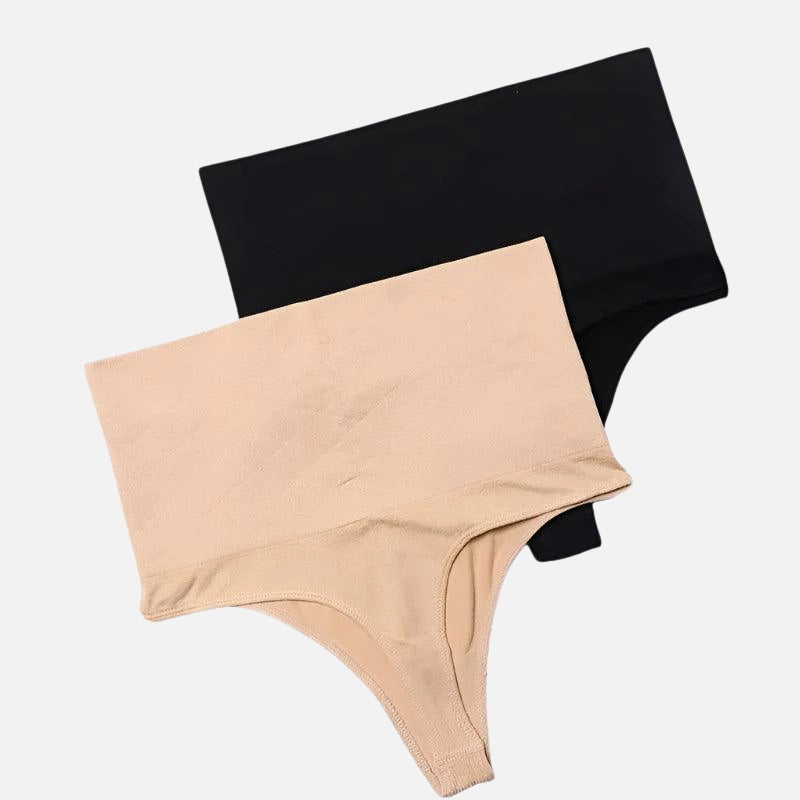Calcinha modeladora cintura alta bege e preta lingerie feminina confortável