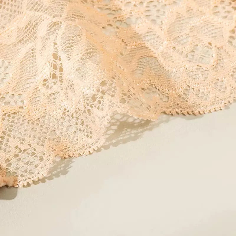 Renda bege com picô e bordado floral delicado para lingerie e moda íntima