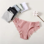 Kit calcinhas femininas caneladas com renda coloridas - lingerie confortável algodão