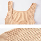 Detalhes do tecido da blusa modeladora feminina com costuras reforçadas e textura modeladora