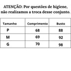 Tabela de Medidas do P ao G Camisola Cetim Noite Glamourosa