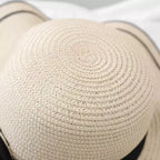 Textura chapéu palha natural trançado artesanal - detalhe topo qualidade premium femininoTentar novamente