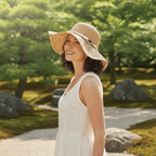  Chapéu de palha bege aba larga feminino com fita pérolas, proteção UV, estilo casual verão