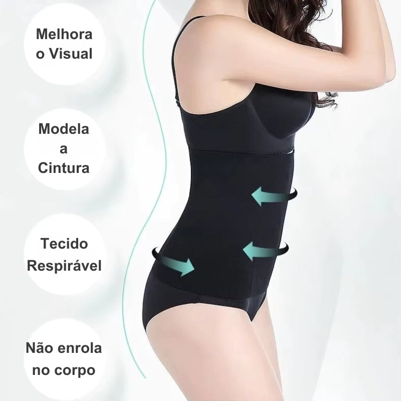 Benefícios da cinta modeladora: modela cintura, tecido respirável, não enrola
