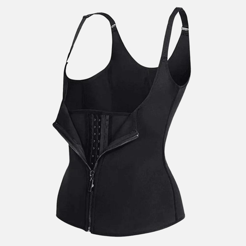 Modelador corporal feminino com zíper frontal, ideal para definir a cintura e postura.