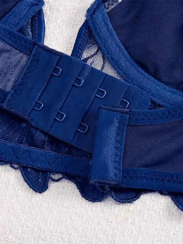 Fecho de sutiã Conjunto Lingerie Francesa azul