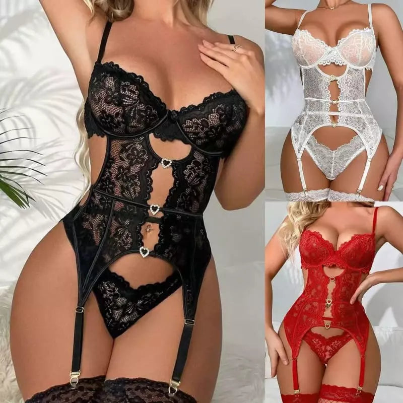 Lingerie sexy conjuntos dos sonhos preto,branco e vermellho