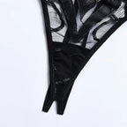 Calcinha preta com renda e tule transparente - lingerie feminina sensual
