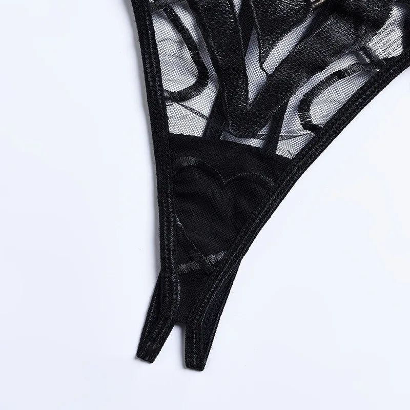 Calcinha preta com renda e tule transparente - lingerie feminina sensual