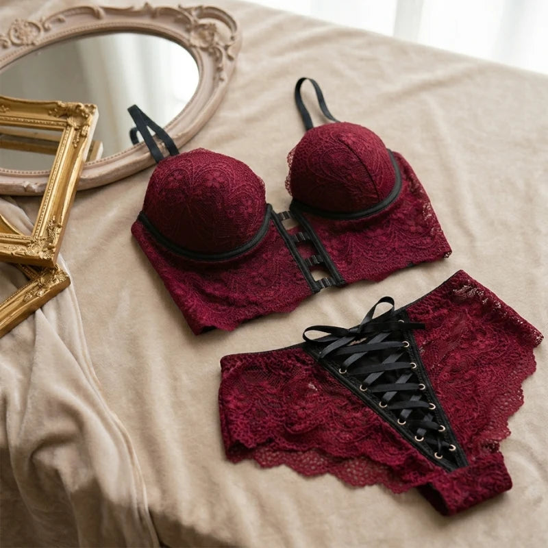 Conjunto de Lingerie Cintura Alta Mistério e Paixão